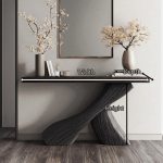 Farmhouse Black Natural Wood Console Tables For Dining Room