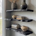 Handcraft Live Edge Black Floating Shelves