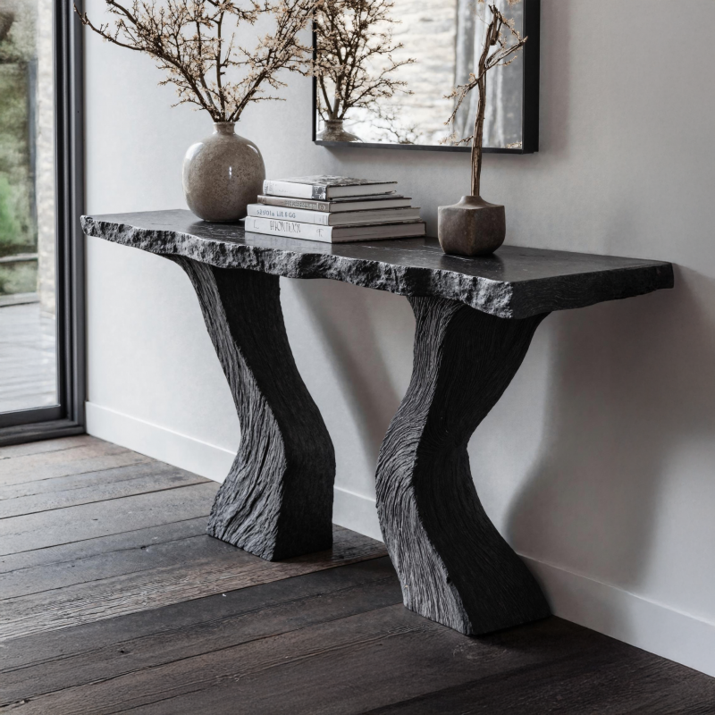 Handcrafted Black Wood Console Tables For Entryways