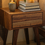 Handcrafted Rustic Wood Nightstand With 4 Sturdy Legs