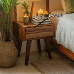 Handcrafted Rustic Wood Nightstand With 4 Sturdy Legs