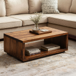 Handcrafted Wood Coffee Table With Storage For Living Room