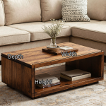 Handcrafted Wood Coffee Table With Storage For Living Room