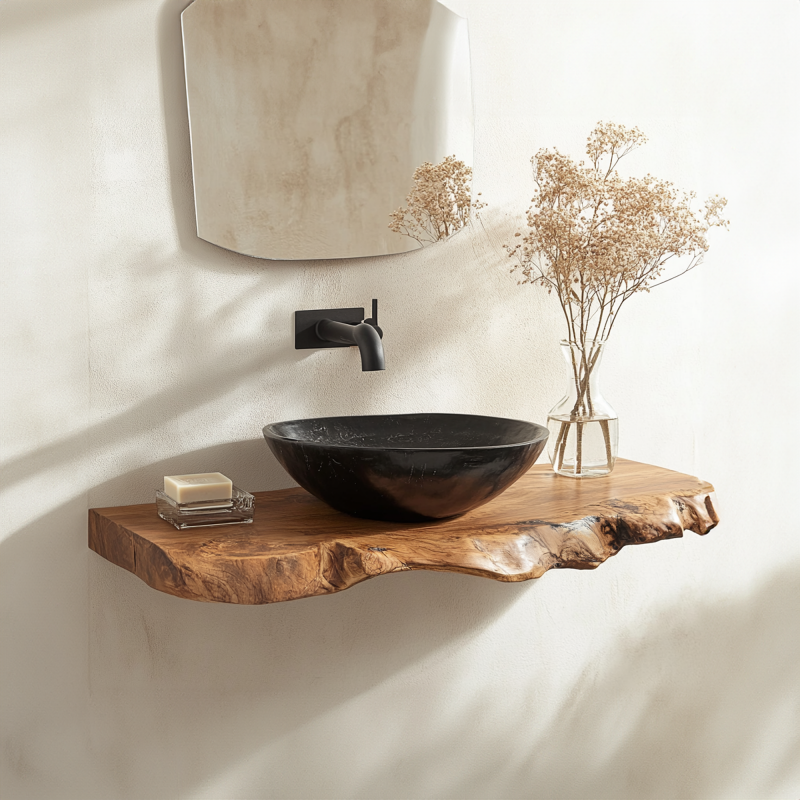 Handmade Live Edge Bathroom Vanity Shelf