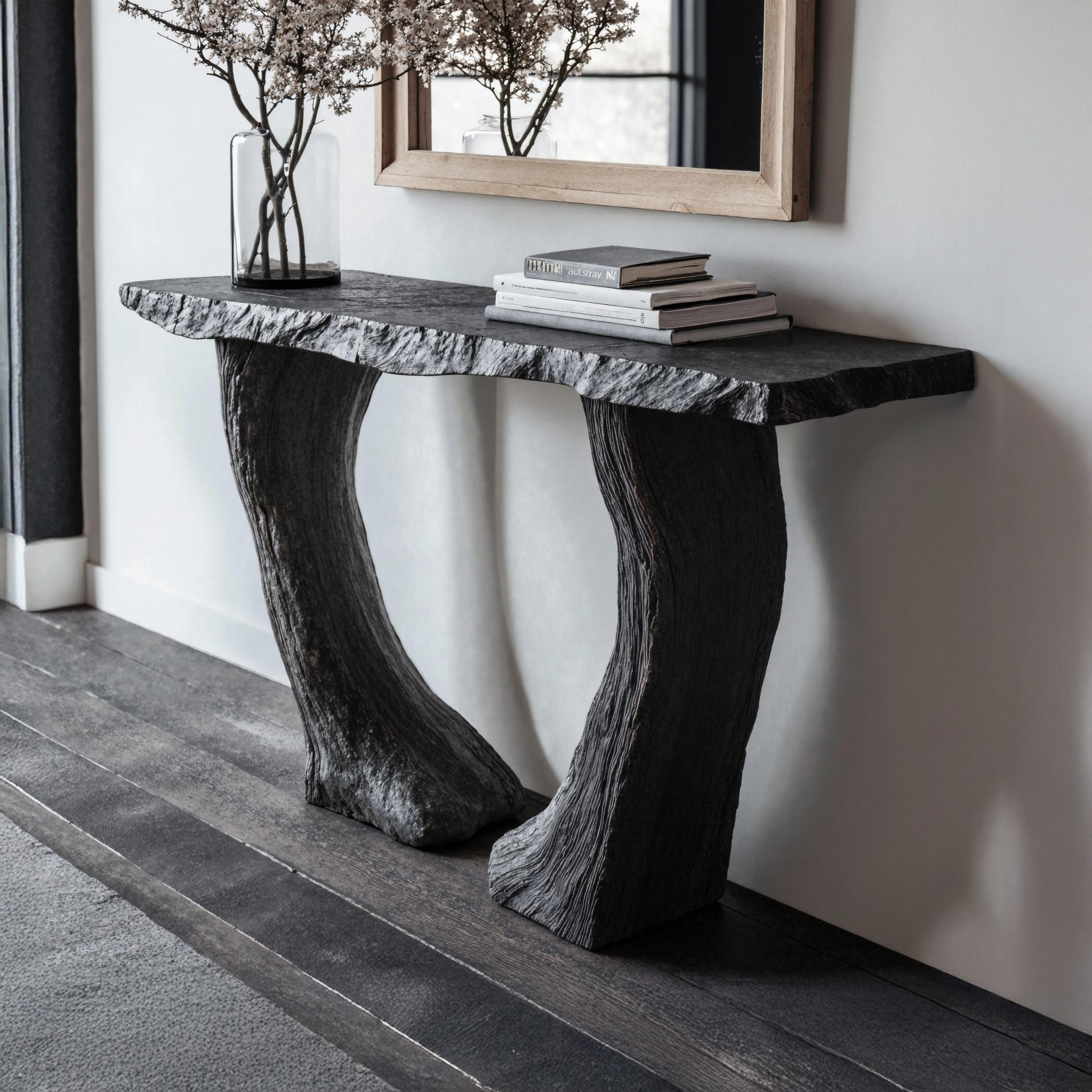 Industrial Black Wood Console Tables For Vintage Hallway Accent Industrial Black Wood Console Tables For Vintage Hallway Accent
