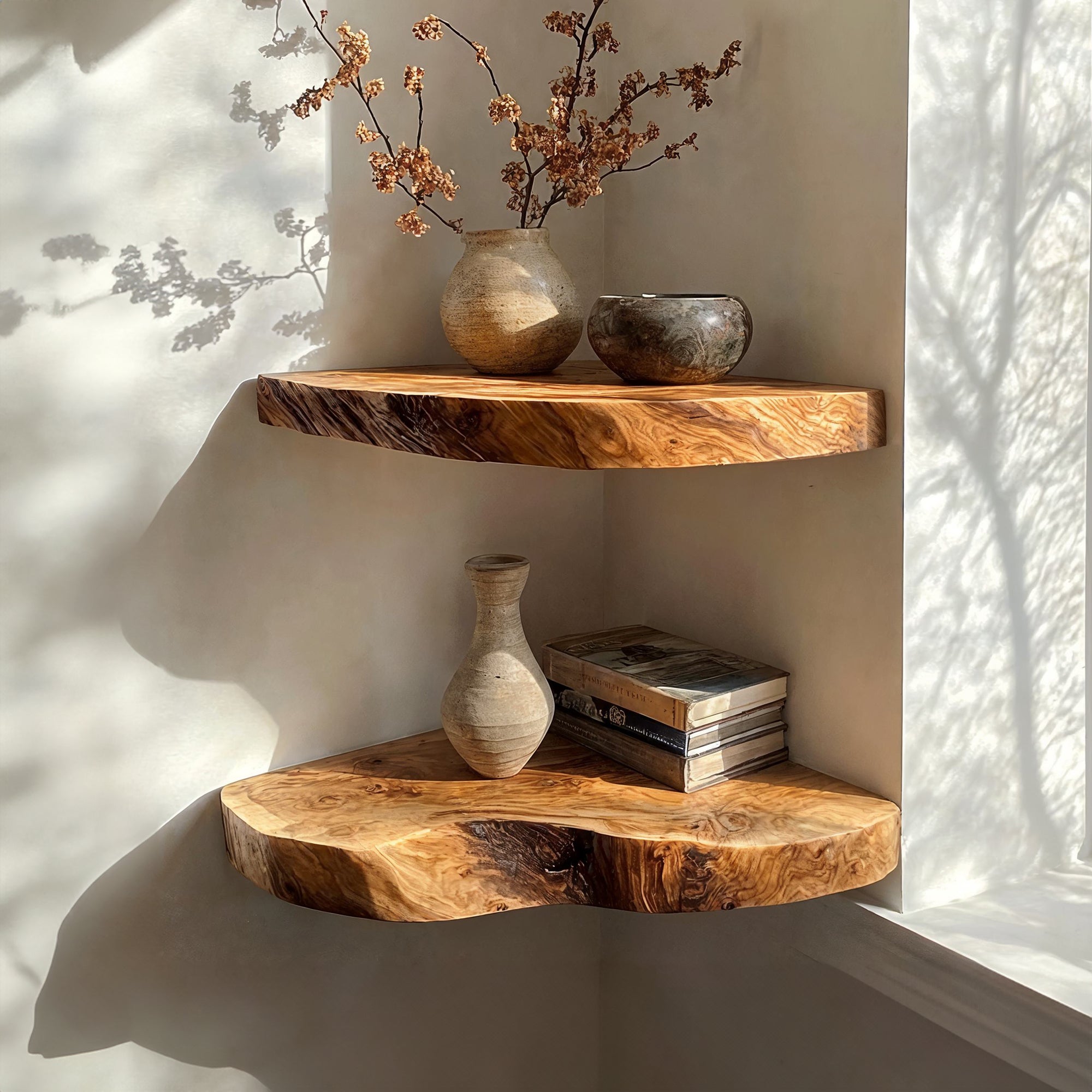 Live Edge Corner Shelves Floating Wooden Shelves Live Edge Corner Shelves Floating Wooden Shelves