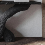 Mid-Century Modern Black Wood Console Tables For Hallway