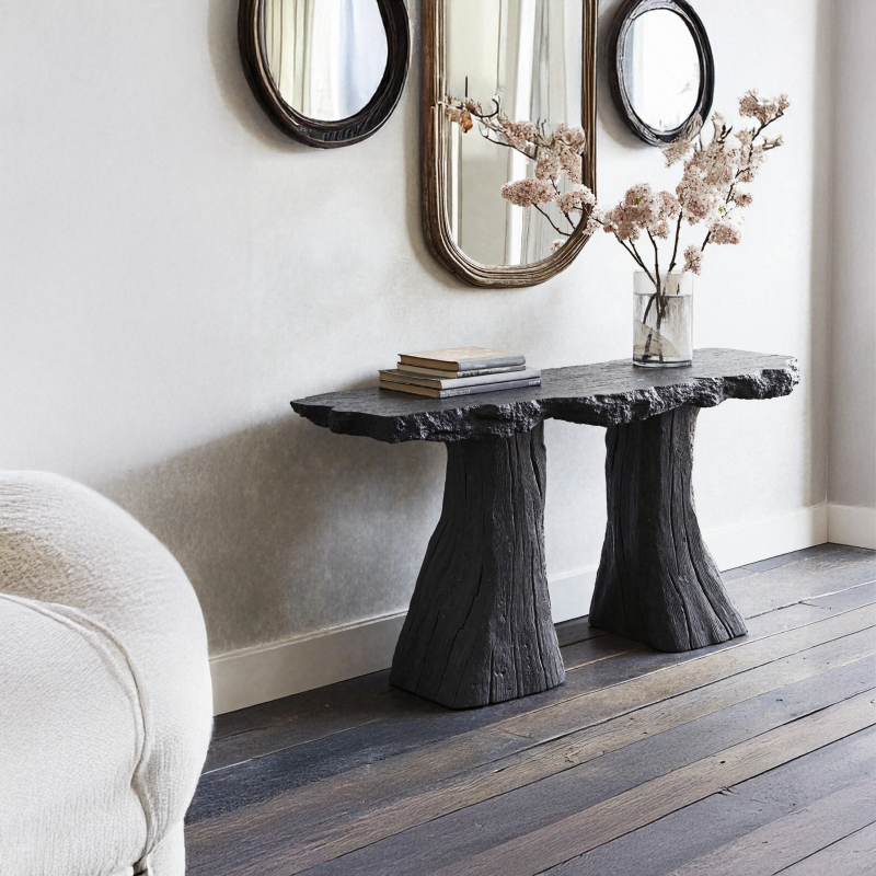 Minimalist Black Natural Wood Console Tables For Compact Spaces