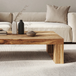 Minimalist Wood Coffee Table Family Room Clean Modern Look