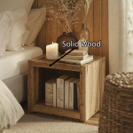 Natural Wooden Standing Nightstand With Open Storage