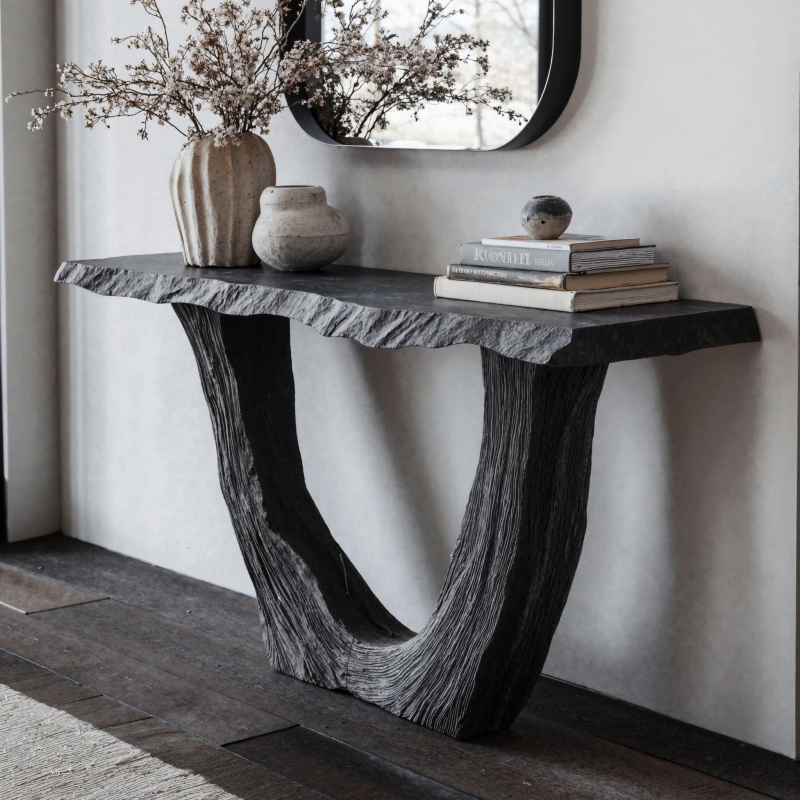 Rustic Black Natural Wood Console Tables For Farmhouse Charm