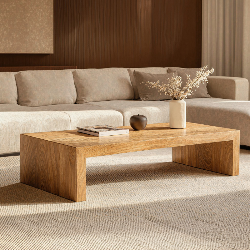 Rustic Farmhouse Wood Coffee Table Living Room Warm Ambience