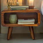 Rustic Farmhouse Wooden Nightstand With Storage Shelf