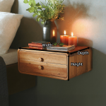 Rustic Handcrafted Floating Nightstand With Storage Drawer