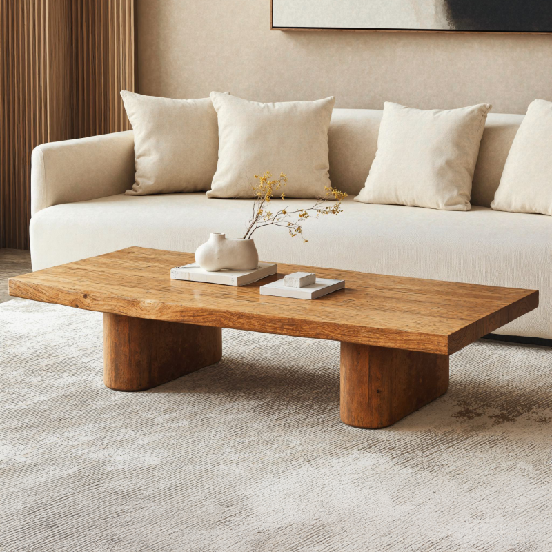 Rustic Live Edge Wood Coffee Table Family Room Natural Feel