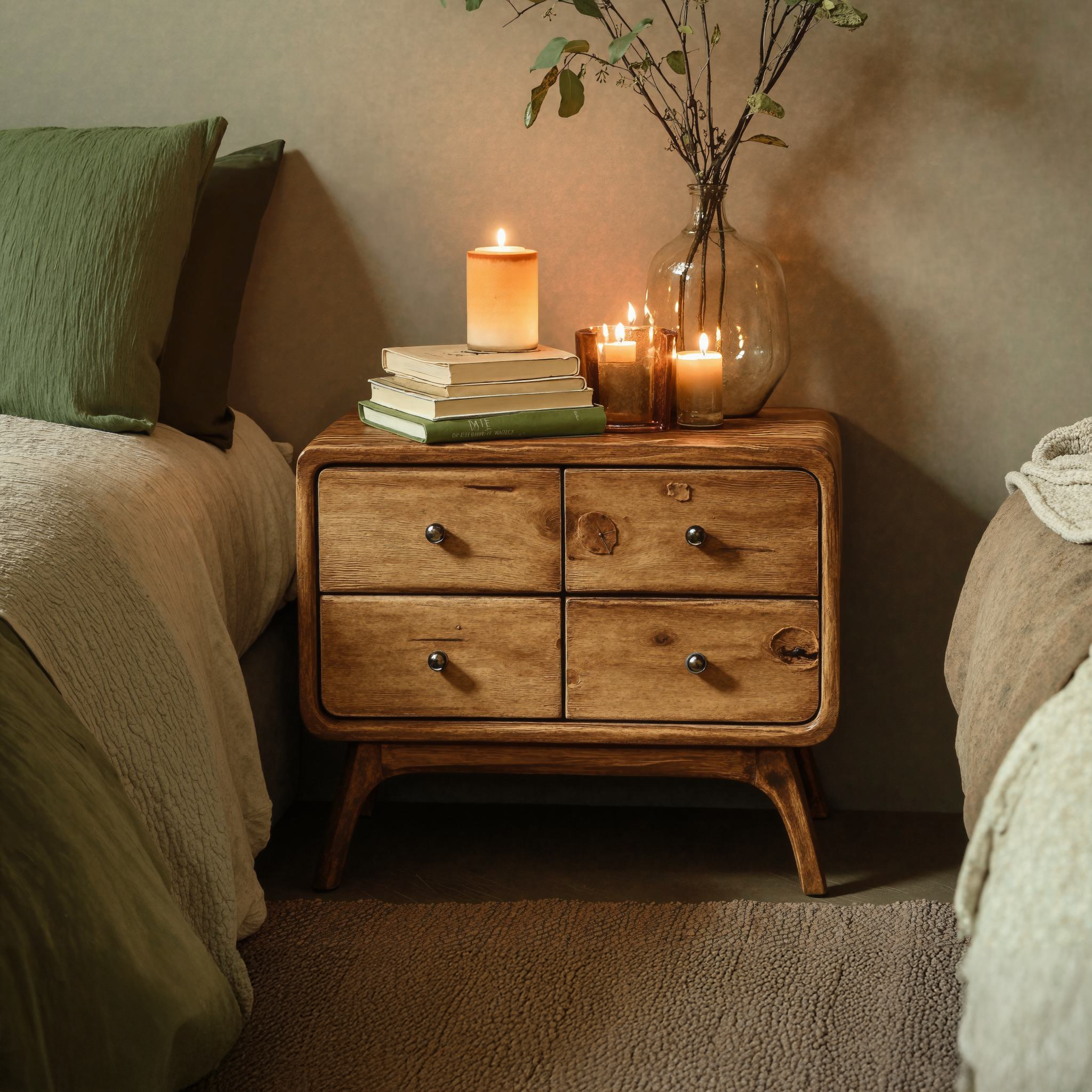 Rustic Standing Bedside Table With 4 Drawers Rustic Standing Bedside Table With 4 Drawers
