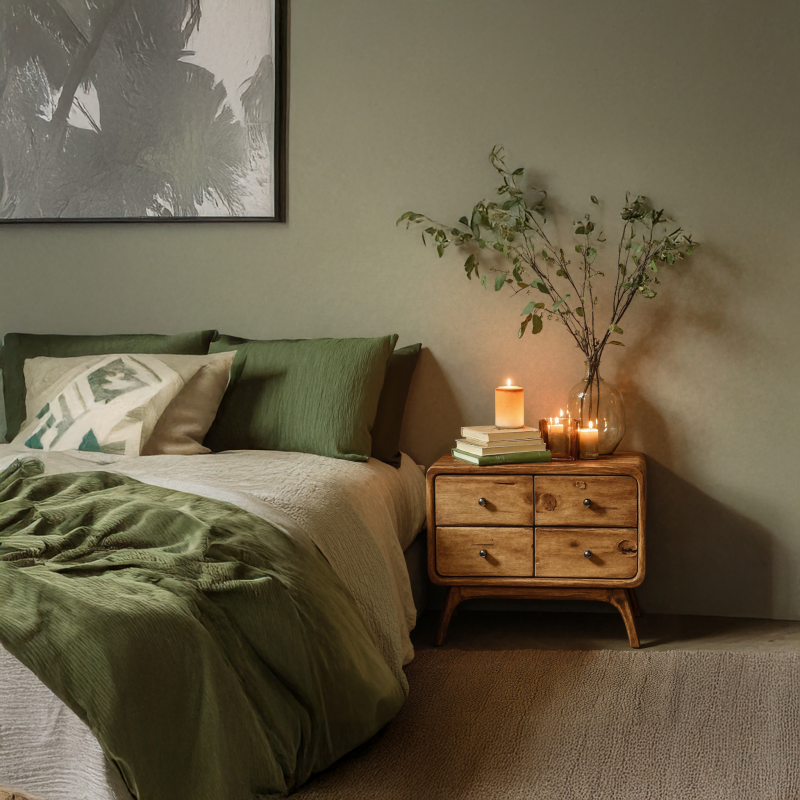 Rustic Standing Bedside Table With 4 Drawers