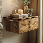 Solid Wood Rustic Nightstand With 2 Drawers