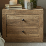 Standing Wooden Bedside Table With 2 Drawers