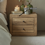 Standing Wooden Bedside Table With 2 Drawers