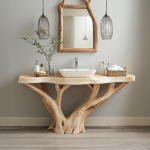 Transitional Natural Wood Bathroom Vanity For Timeless Home Interiors