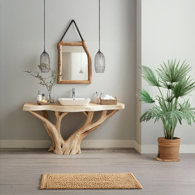 Transitional Natural Wood Bathroom Vanity For Timeless Home Interiors