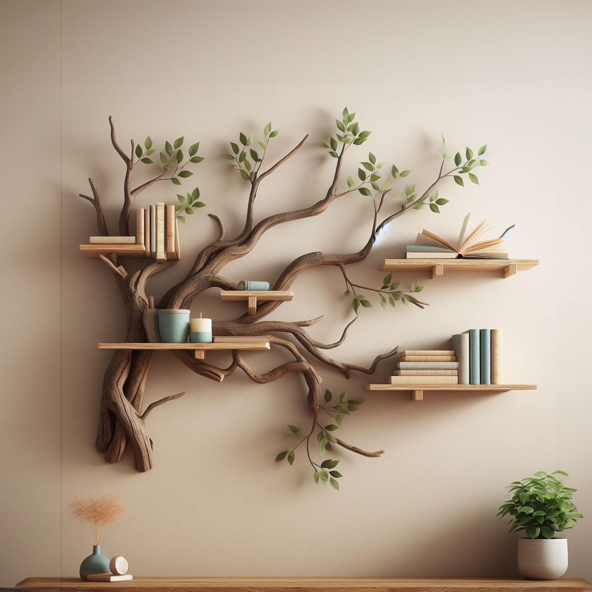 Tree Branch Shelf Wild Mulberry Wood Mini Bookcase Tree Branch Shelf Wild Mulberry Wood Mini Bookcase