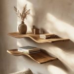 Wavy Wooden Floating Shelves Living Room For New Year Custom Shelves