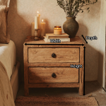 Wooden Farmhouse Nightstand With 2 Drawers